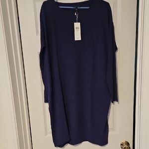Eileen Fisher Silk Georgette Crepe Ballet Neck Dress